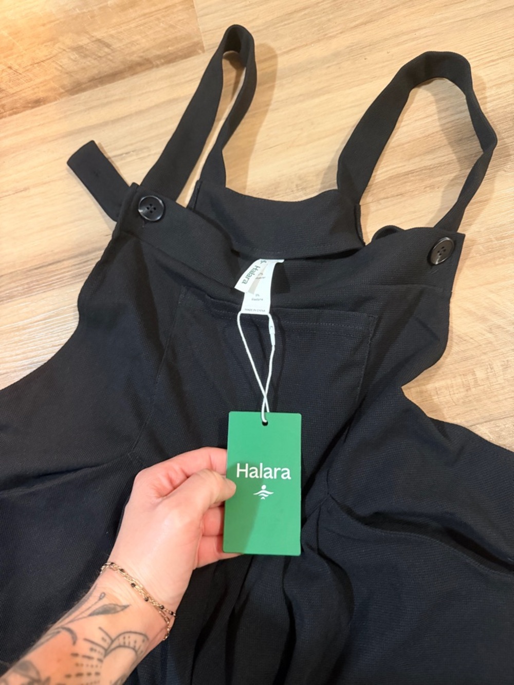 Halara Pockets Waffle Casual Jogger Overalls black size Large NWT - Picture 8 of 12